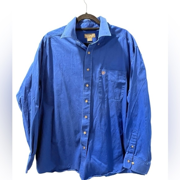 Ariat Other - Ariat 100% Cotton Men's Size XXL Long Sleeve Blue Button Down Collared Shirt